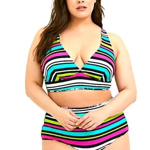 Torrid Floral Stripe Reversible Highwaisted Bikini